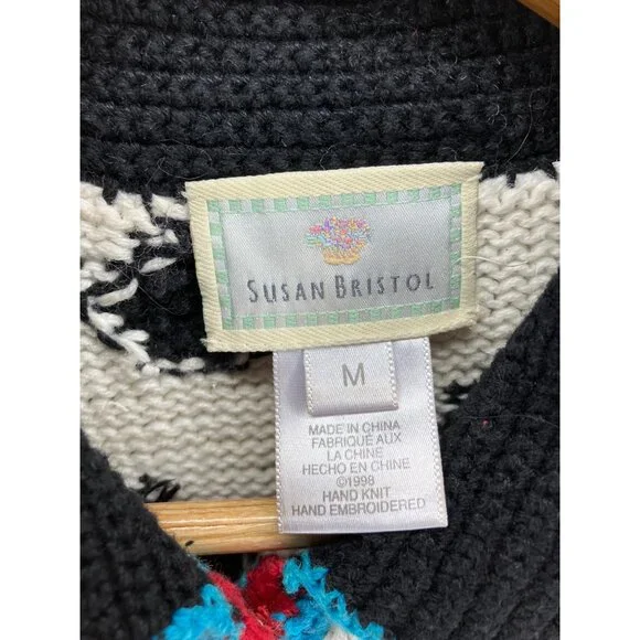 Vintage Susan Bristol Hand Knit Western Vest Red Cow Print Cowboy Womens Medium - Picture 6 of 9